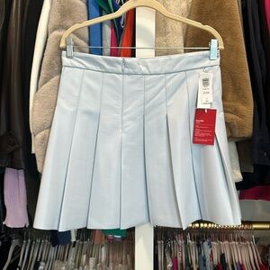 Sun-deh light blue pleated faux leather mini skirt